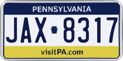 PA license plate JAX8317