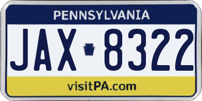 PA license plate JAX8322