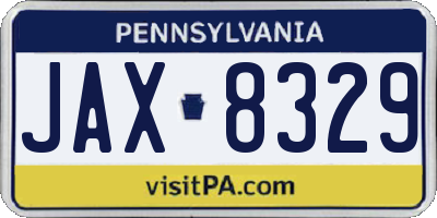 PA license plate JAX8329
