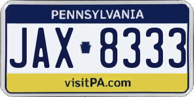 PA license plate JAX8333