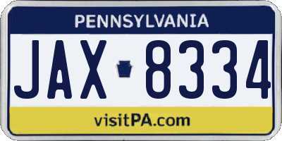 PA license plate JAX8334