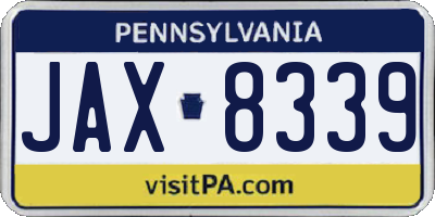 PA license plate JAX8339