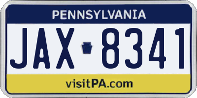 PA license plate JAX8341