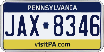 PA license plate JAX8346
