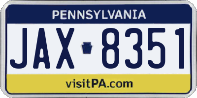 PA license plate JAX8351