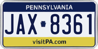 PA license plate JAX8361