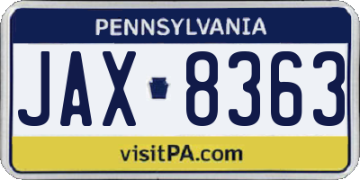 PA license plate JAX8363