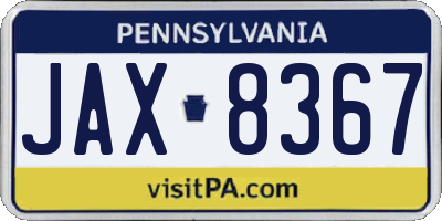 PA license plate JAX8367