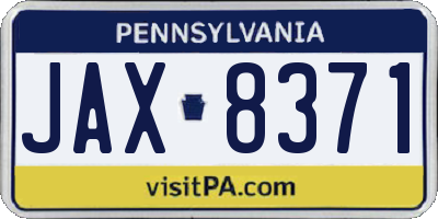 PA license plate JAX8371