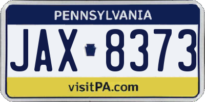 PA license plate JAX8373