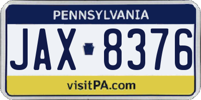 PA license plate JAX8376