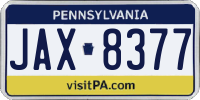 PA license plate JAX8377