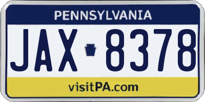 PA license plate JAX8378