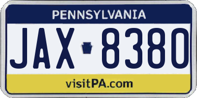 PA license plate JAX8380