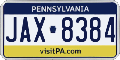 PA license plate JAX8384
