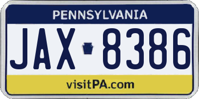 PA license plate JAX8386
