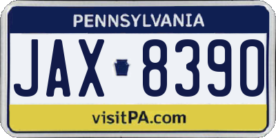 PA license plate JAX8390