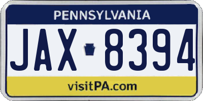 PA license plate JAX8394