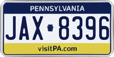 PA license plate JAX8396