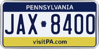 PA license plate JAX8400