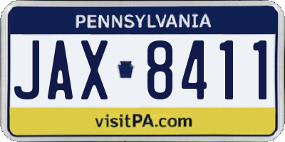 PA license plate JAX8411