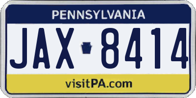 PA license plate JAX8414