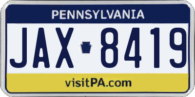 PA license plate JAX8419
