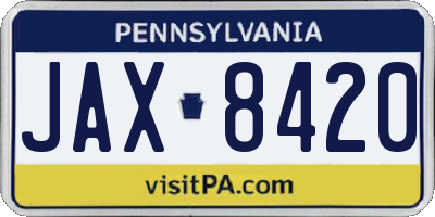PA license plate JAX8420