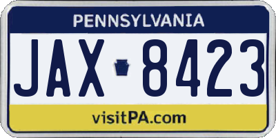PA license plate JAX8423