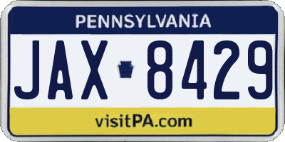 PA license plate JAX8429