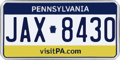PA license plate JAX8430