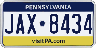 PA license plate JAX8434