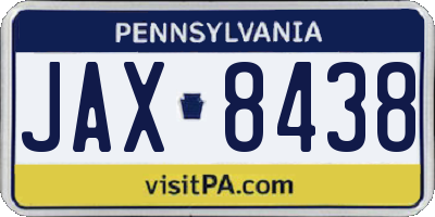 PA license plate JAX8438