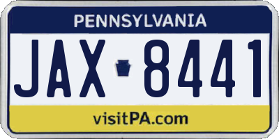 PA license plate JAX8441