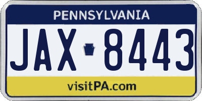 PA license plate JAX8443