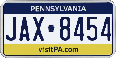 PA license plate JAX8454