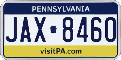 PA license plate JAX8460