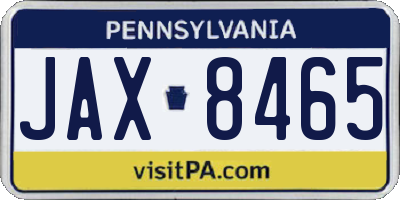 PA license plate JAX8465