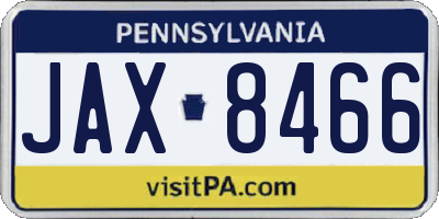 PA license plate JAX8466