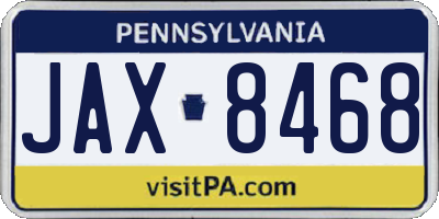 PA license plate JAX8468