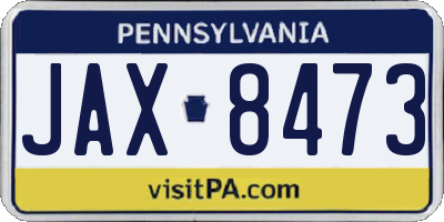 PA license plate JAX8473
