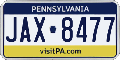 PA license plate JAX8477