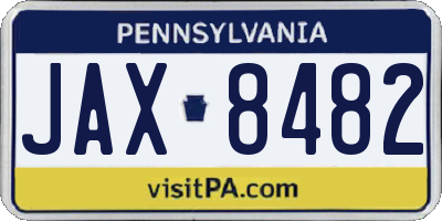 PA license plate JAX8482