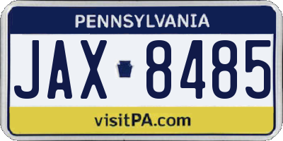 PA license plate JAX8485