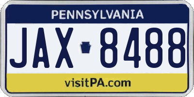 PA license plate JAX8488