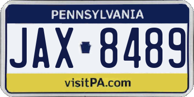 PA license plate JAX8489
