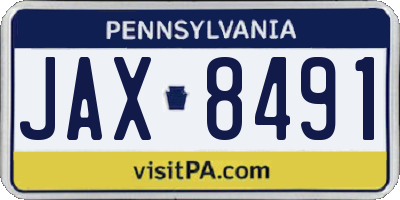 PA license plate JAX8491