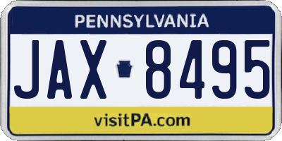 PA license plate JAX8495