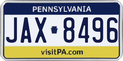 PA license plate JAX8496