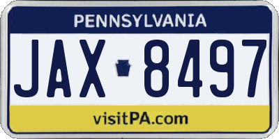 PA license plate JAX8497